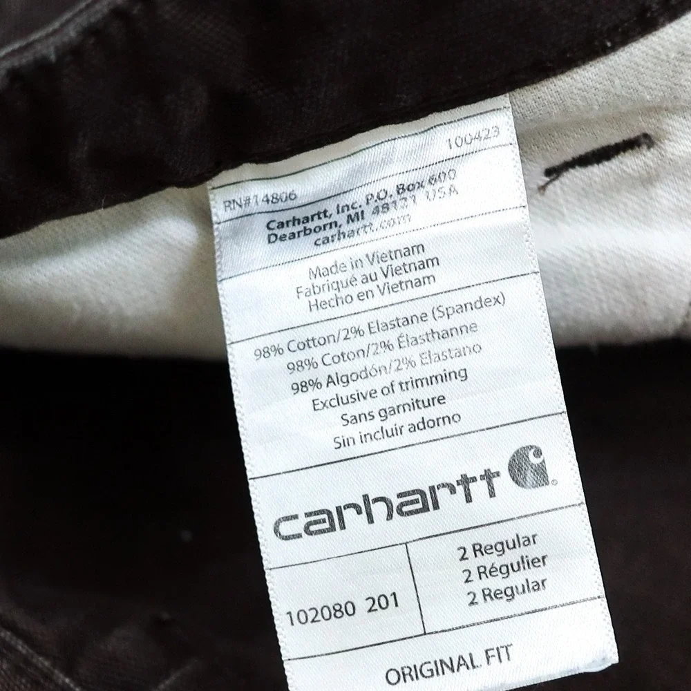 Carhartt Carpenter Pants Womens 2 Regular Brown Original Fit Canvas 102080